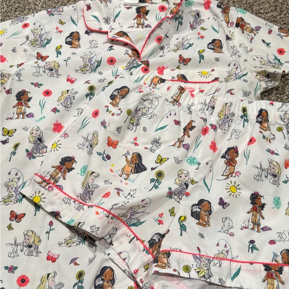 Disney Other - Disney White Pajama Set with Colorful Cartoon Characters